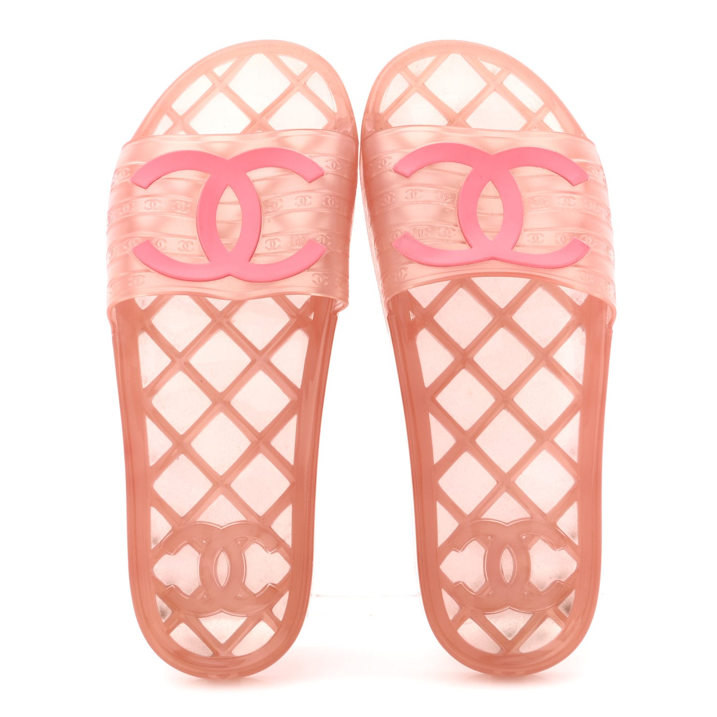 PVC Transparent CC Flat Slide Sandals 39 Pink