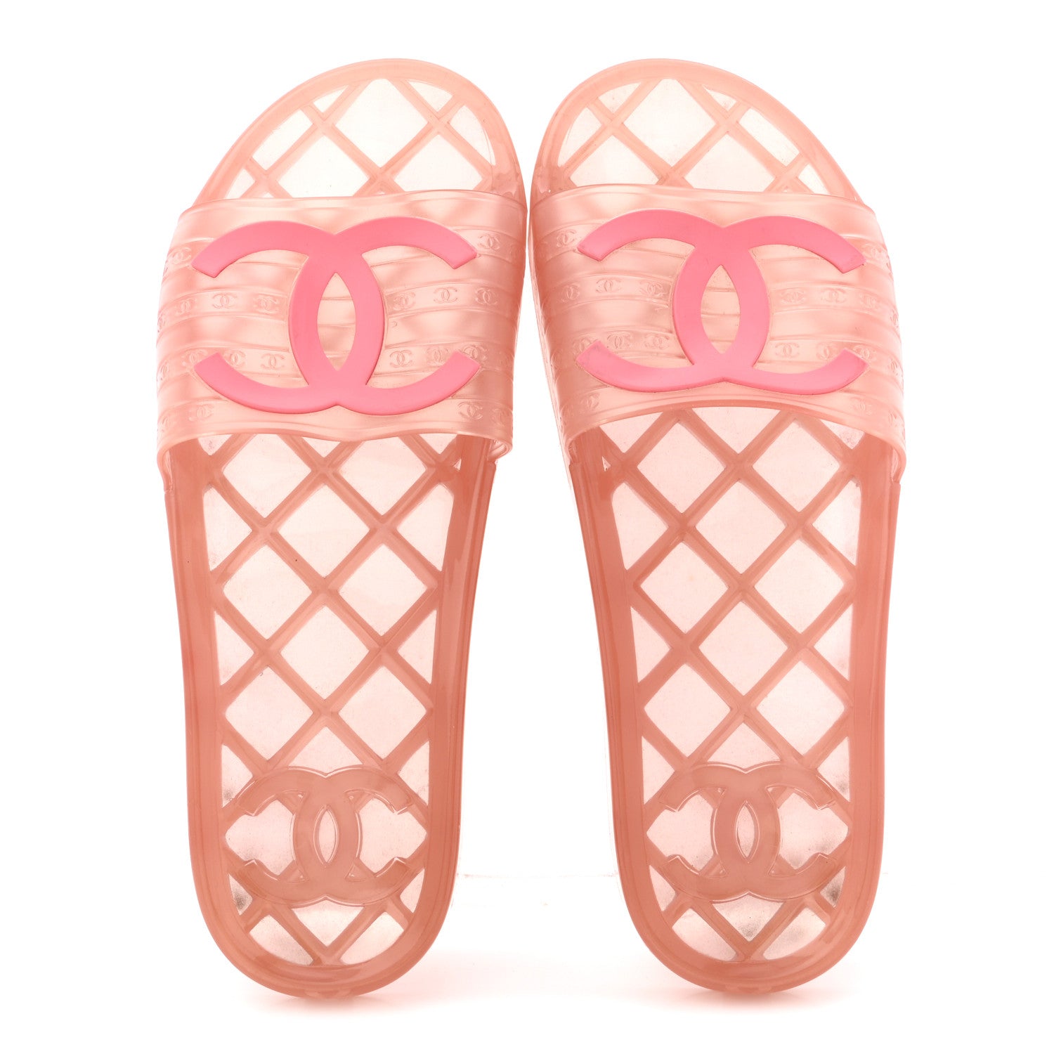 Chanel PVC Transparent CC Flat Slide Sandals 39 Pink 2 of 8