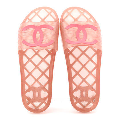 Chanel PVC Transparent CC Flat Slide Sandals 39 Pink 2 of 8