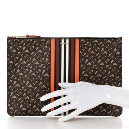 Burberry E-Canvas Monogram Stripe Zip Pouch Bridle Brown 2 of 7