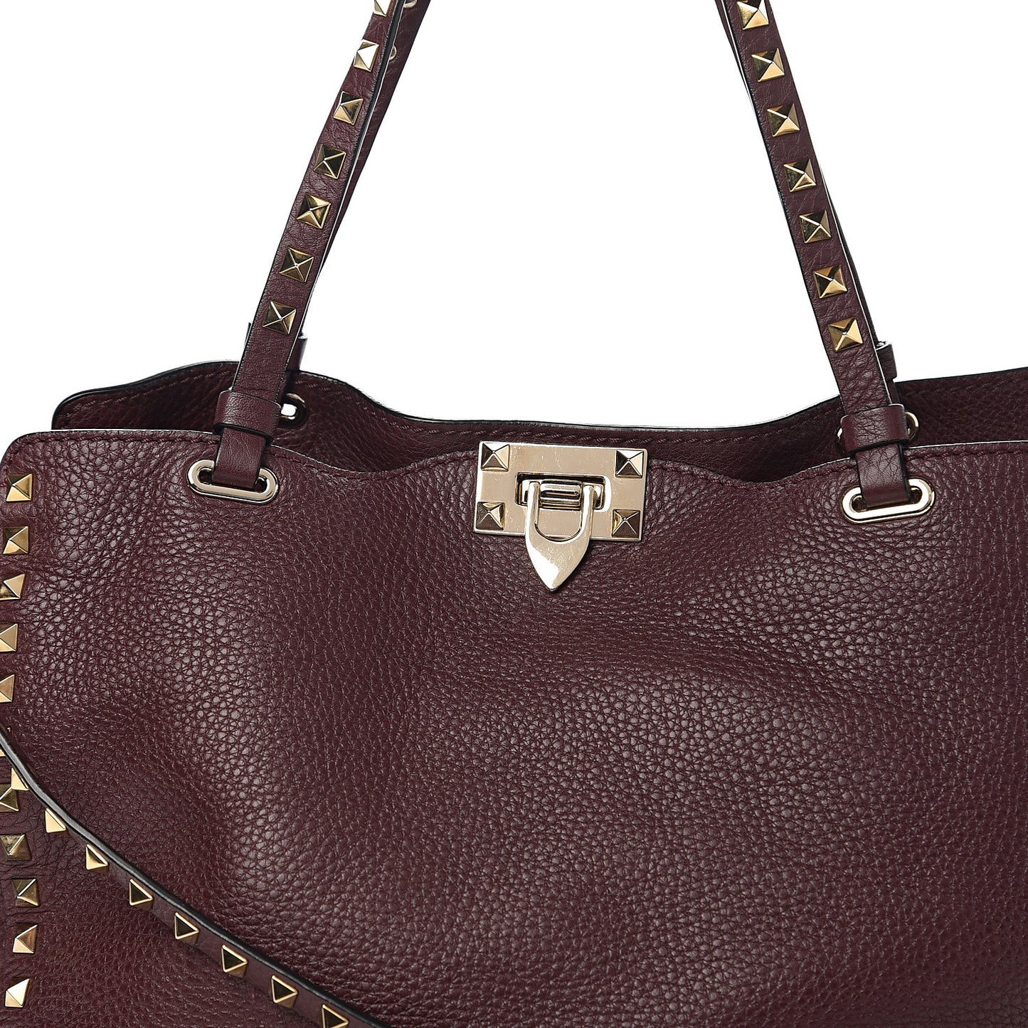 Pebbled Calfskin Medium Rockstud Tote Rubin