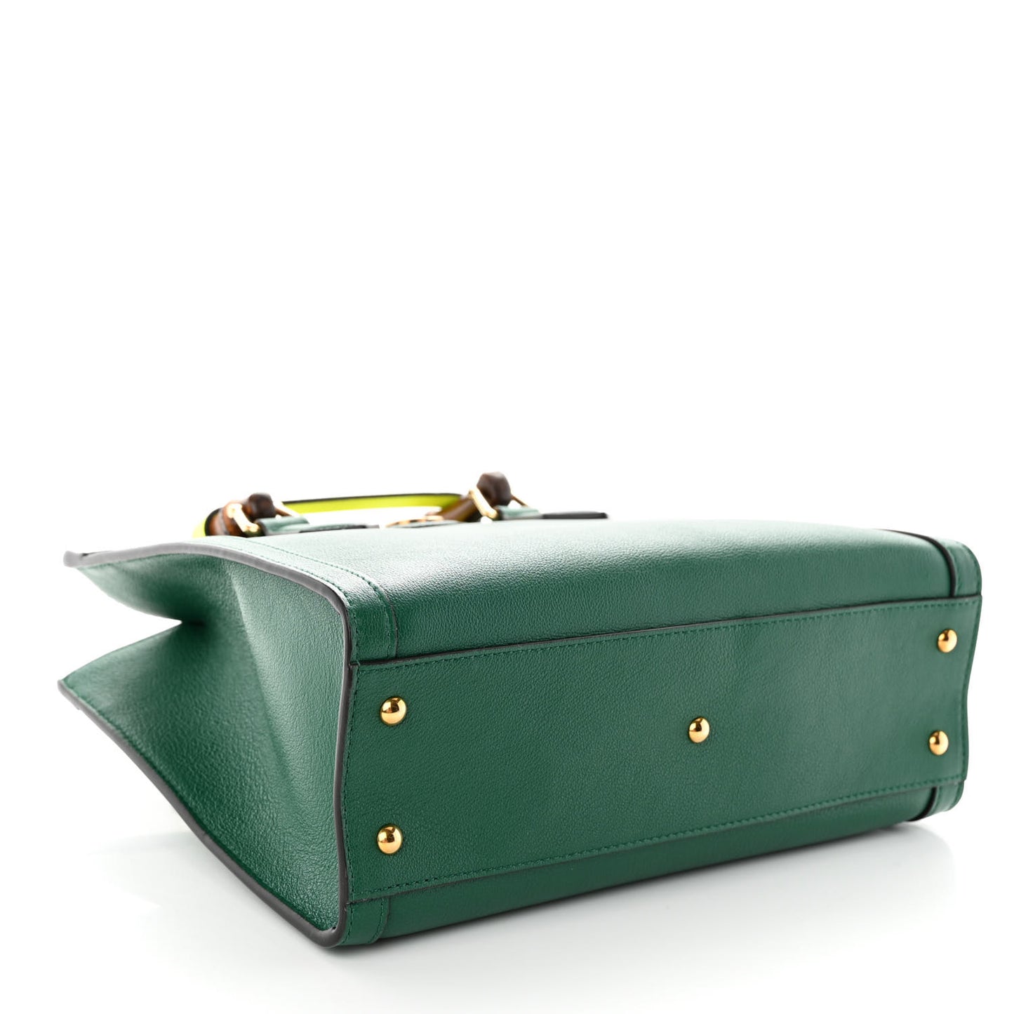 Wonka Grain Calfskin Small Diana Tote Bag Green Yellow Fluo
