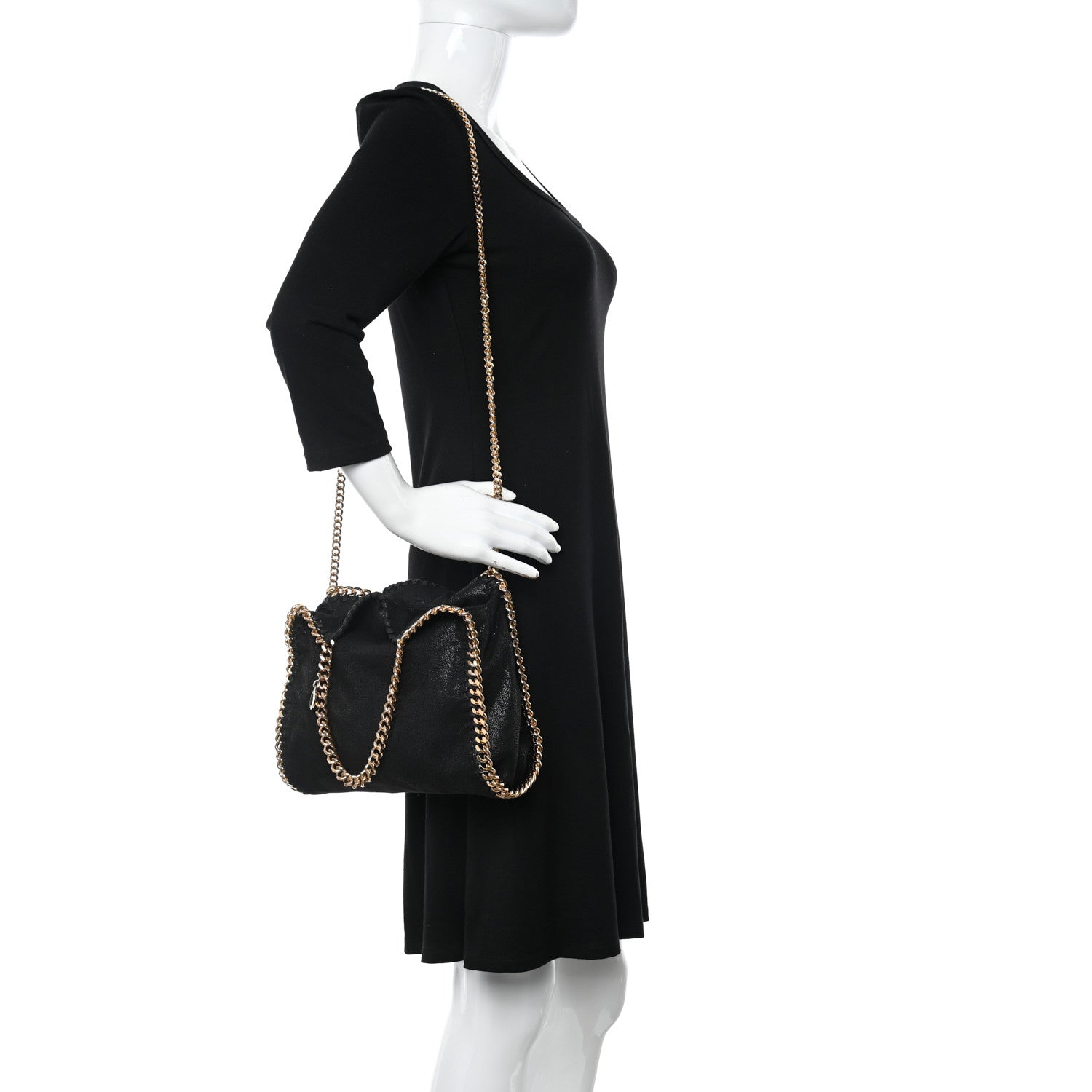 Stella McCartney Shaggy Deer Mini Falabella Fold Over Tote Black 2 of 10