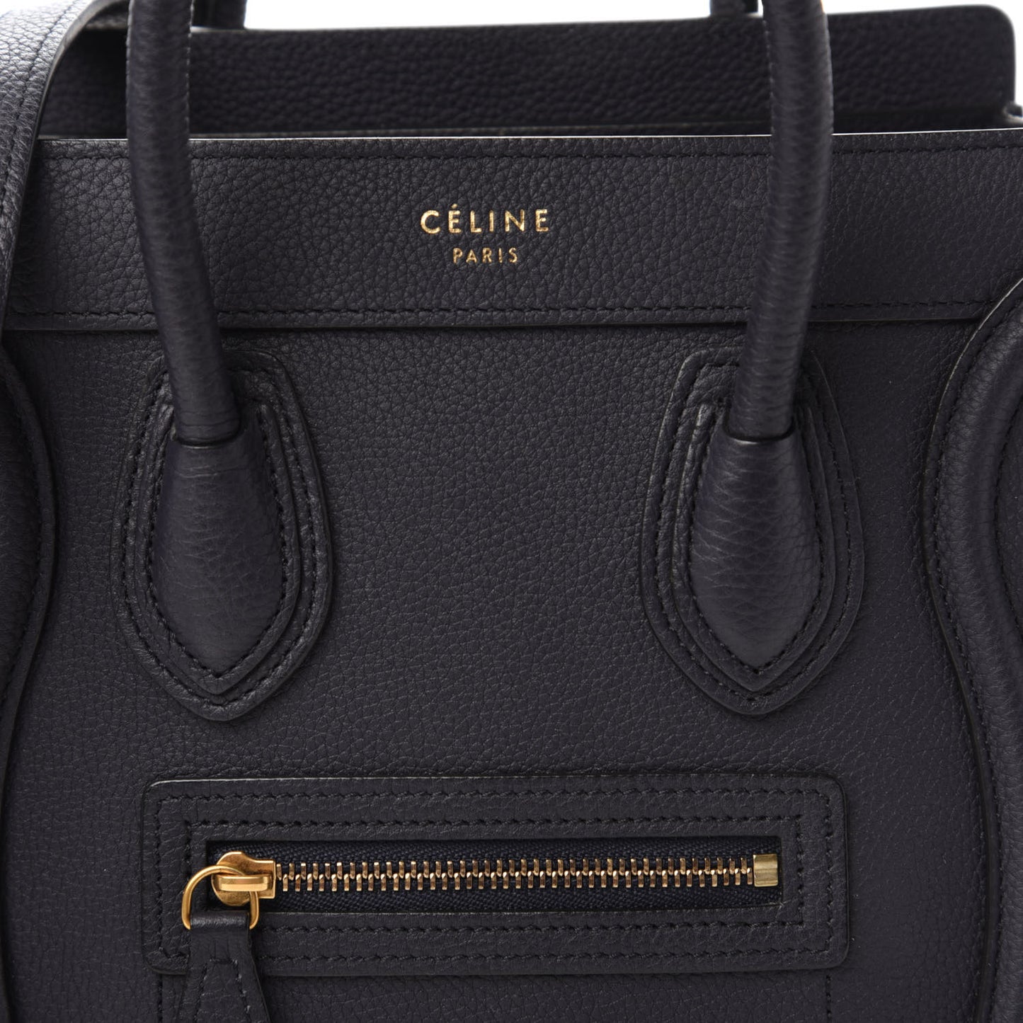 Drummed Calfskin Nano Luggage Navy Blue