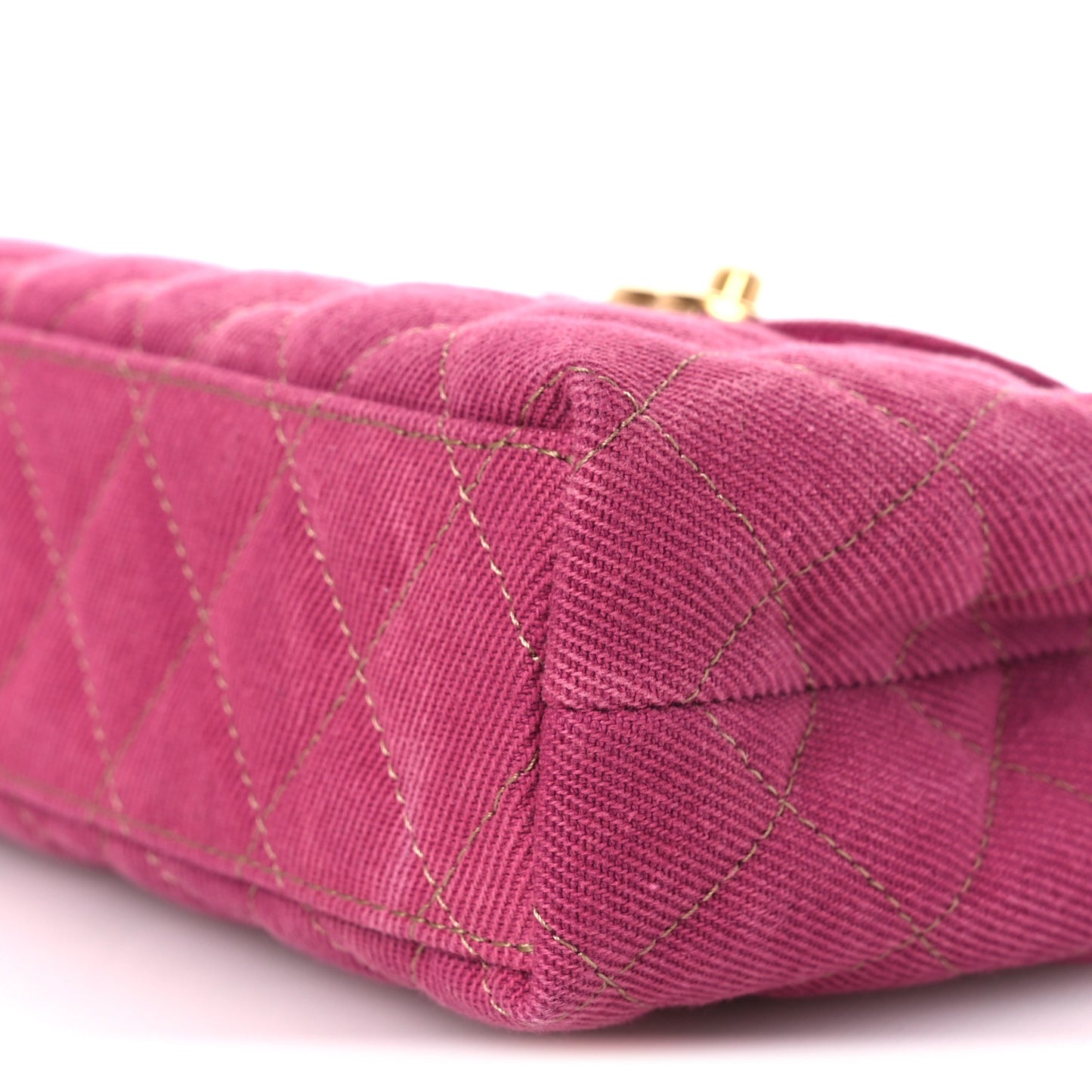 Denim Quilted Nano Kelly Shopper Fuchsia