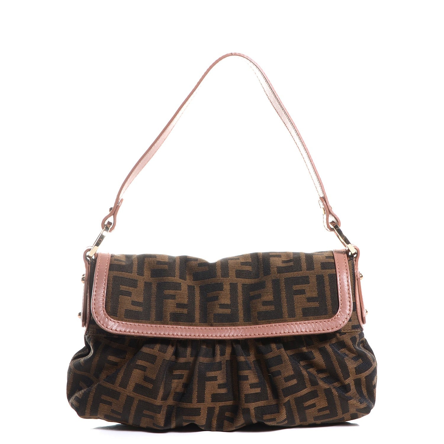 Fendi Zucca Cuoio Lucido Small Chef Shoulder Bag Tobacco Bois de Rose 1 of 9