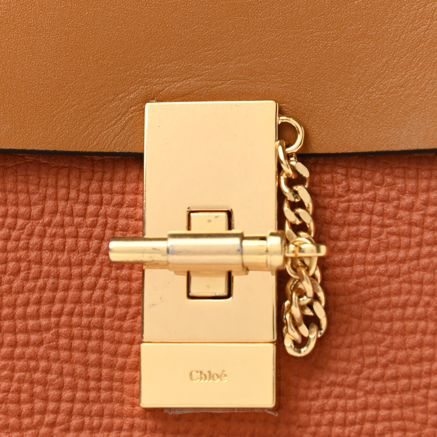 Chloe Grained Calfskin Lambskin Bi-Color Drew Shoulder Bag Orange Mustard 7 of 9