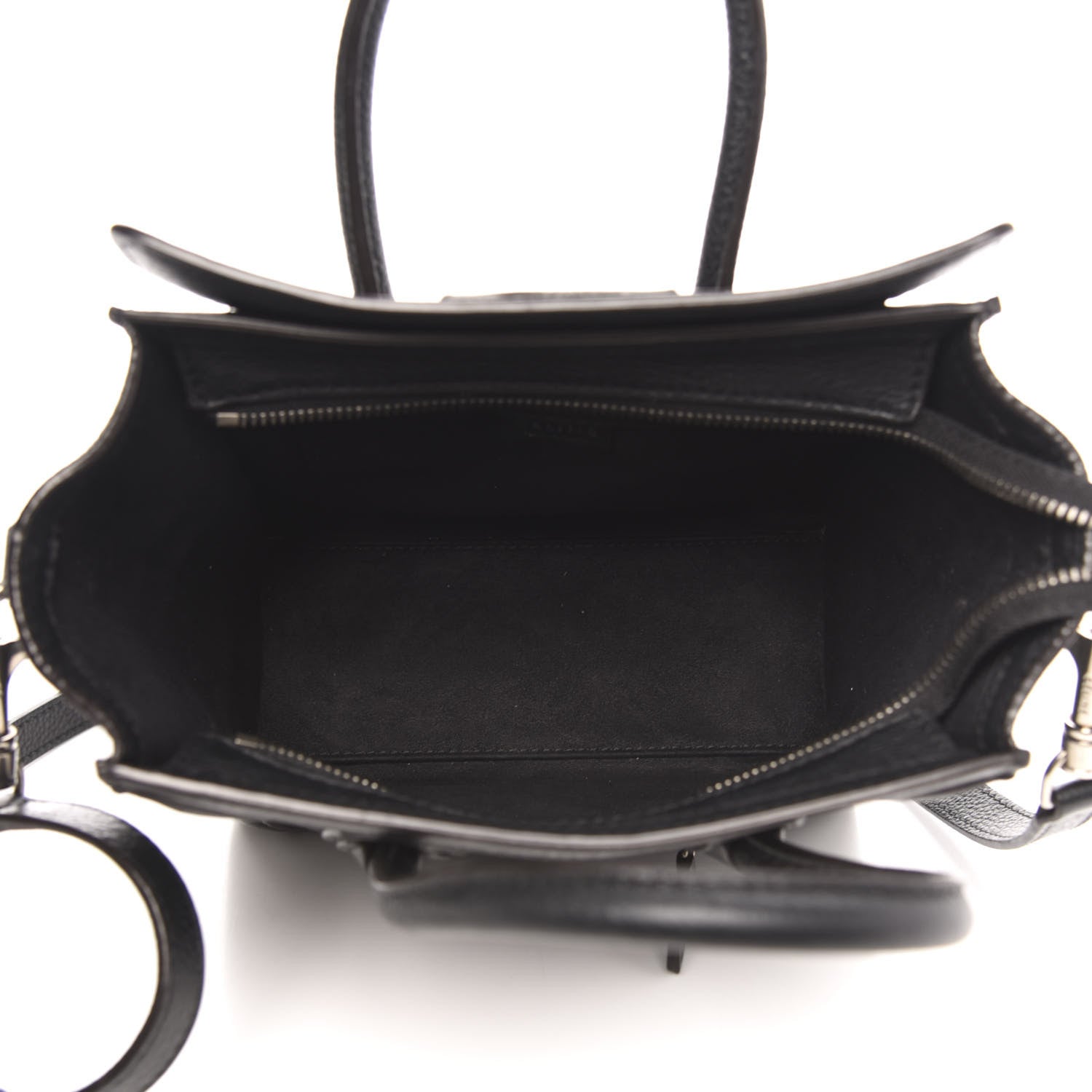 Celine Drummed Calfskin Nano Luggage Black 5 of 9