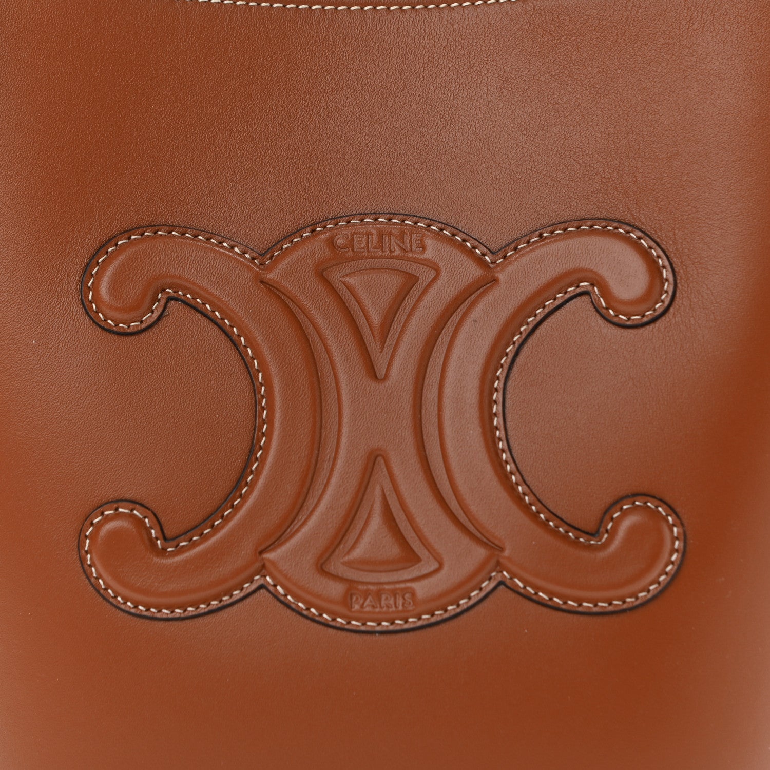 Celine Smooth Calfskin Small Cuir Triomphe Bucket Bag Tan 7 of 9