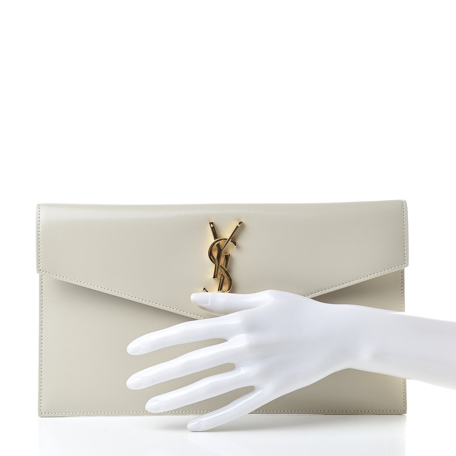 Saint Laurent Smooth Shiny Calfskin Uptown Pouch Crema Soft 2 of 8
