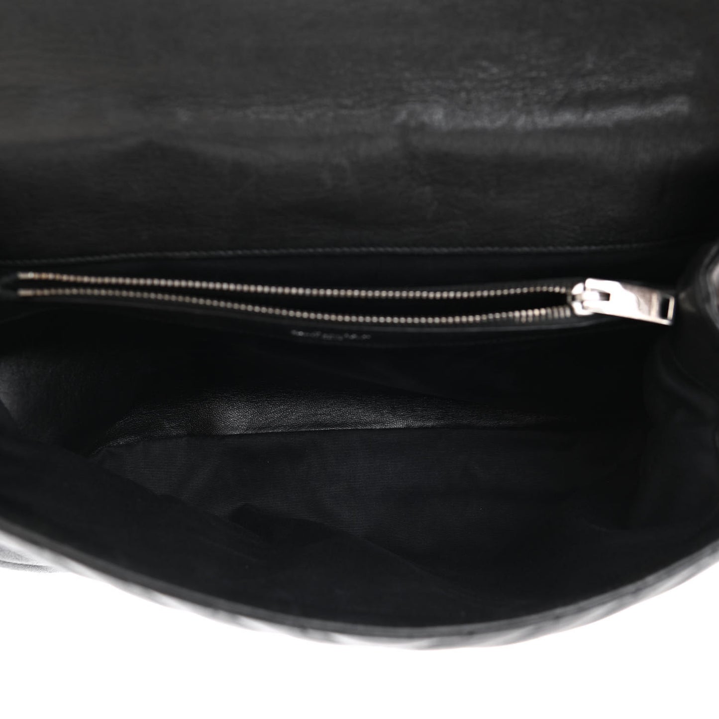 Sheepskin Matelasse Chevron Monogram Large College Satchel Black