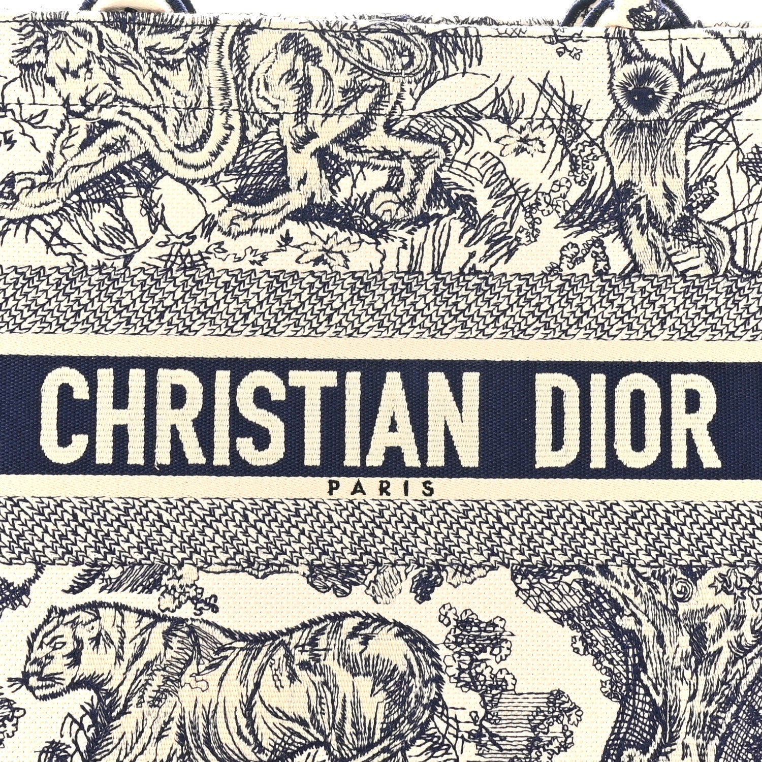 Christian Dior Canvas Embroidered Medium Dioriviera Toile De Jouy Book Tote Blue 8 of 10