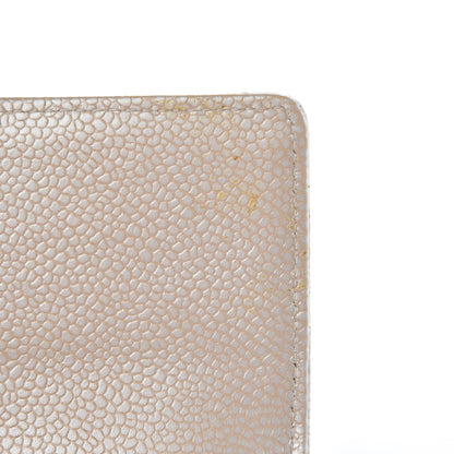 Chanel Metallic Caviar Quilted Large Gusset Flap Wallet Light Beige 15 of 16