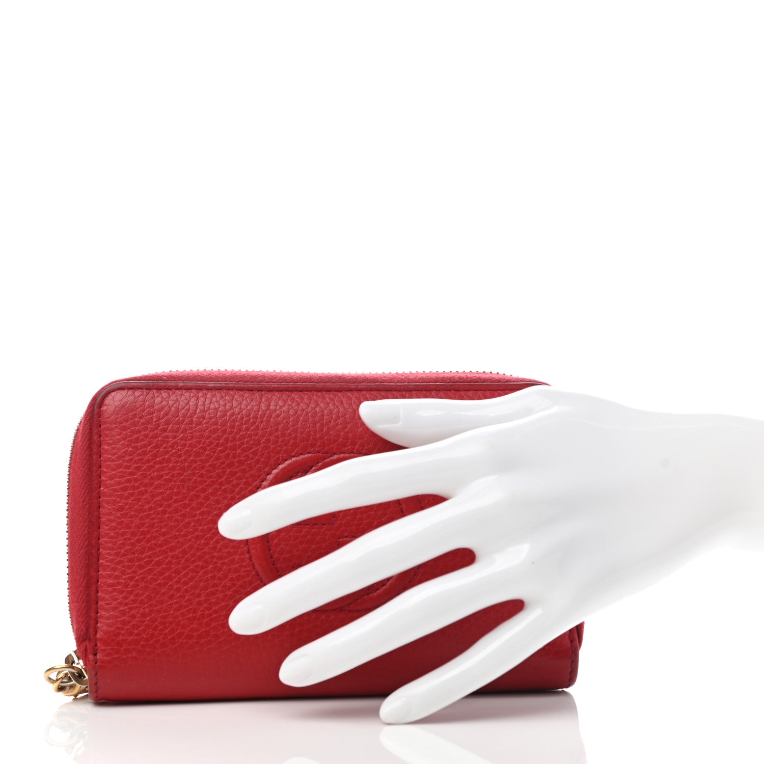 Gucci Pebbled Calfskin Medium Soho Zip Around Wallet Red 2 of 7