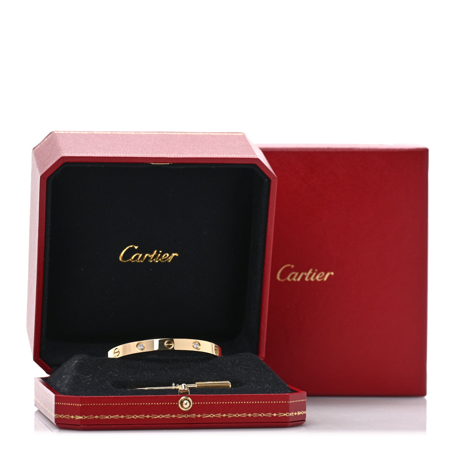Cartier 18K Yellow Gold 4 Diamond LOVE Bracelet 16 7 of 7