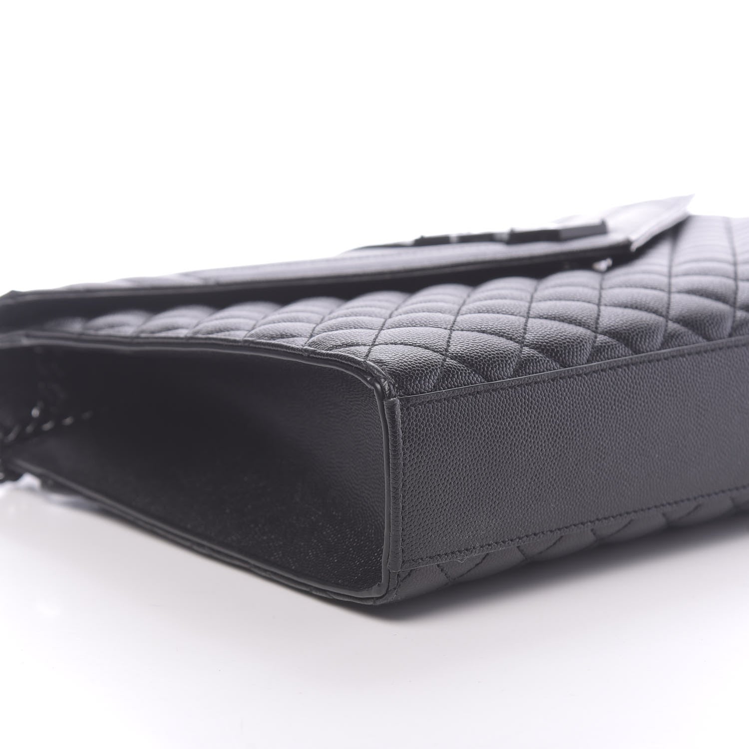 Saint Laurent Grain De Poudre Textured Mixed Matelasse Large Triquilt Monogram Monochrome Satchel Black 7 of 9