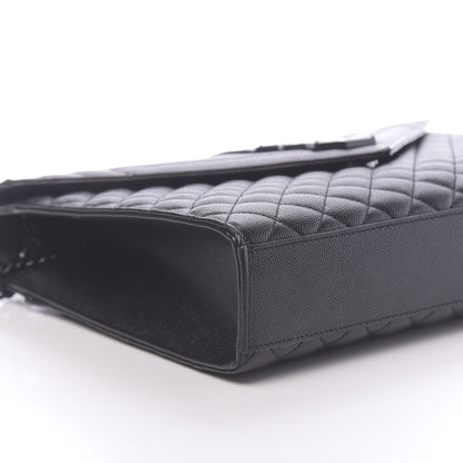 Saint Laurent Grain De Poudre Textured Mixed Matelasse Large Triquilt Monogram Monochrome Satchel Black 7 of 9
