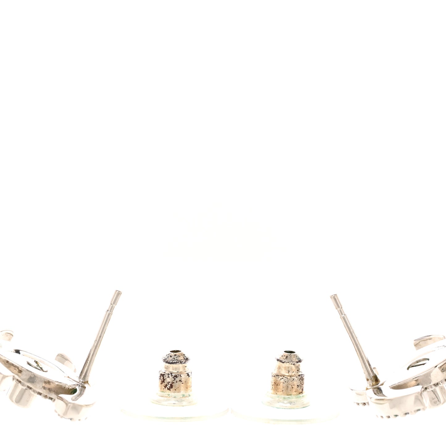 Crystal CC Turnlock Earrings Silver Silver