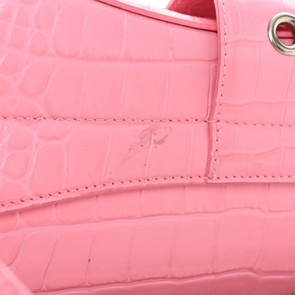 Balenciaga Calfskin Crocodile Embossed Small Lindsay Shoulder Bag Sweet Pink 11 of 12