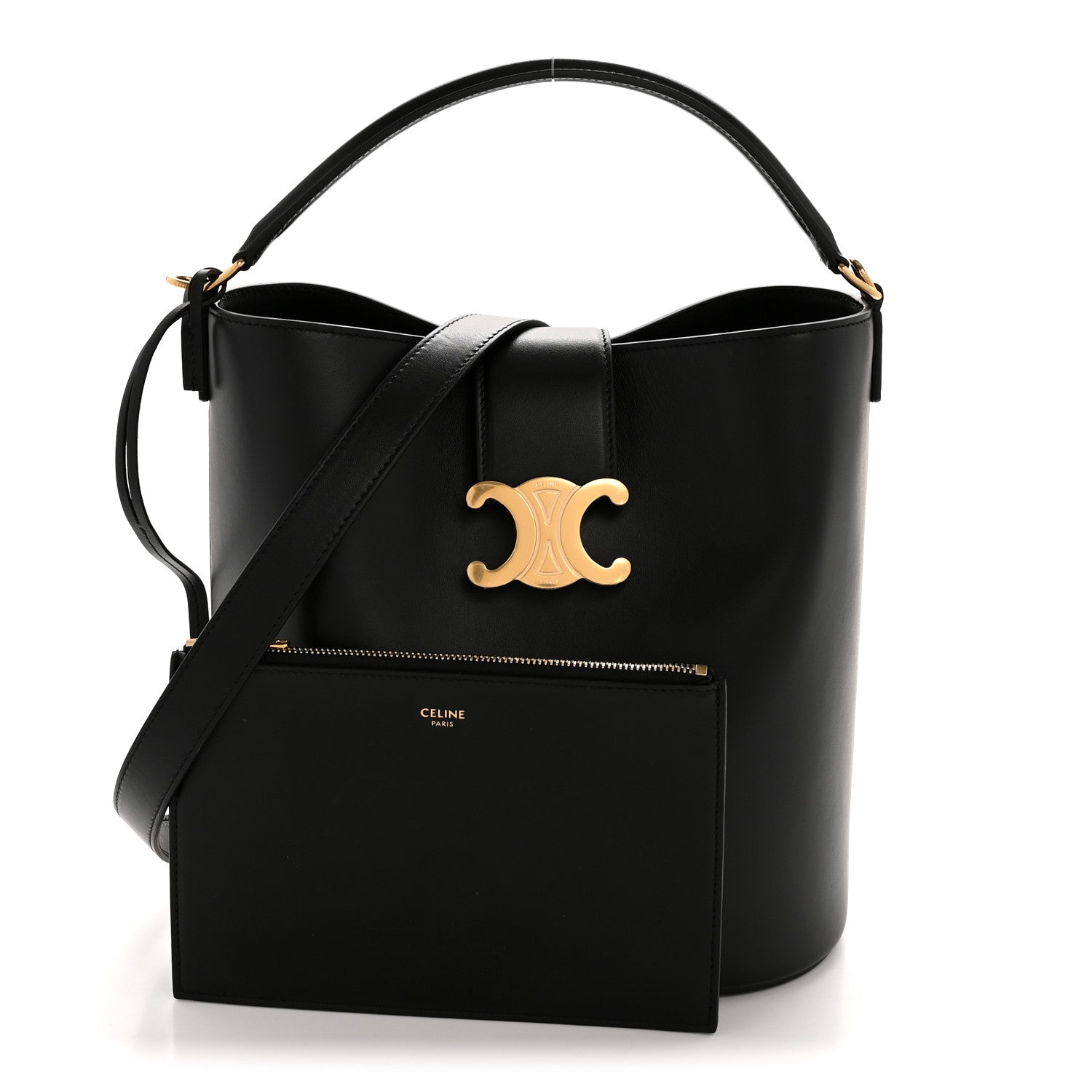 Celine Smooth Calfskin Triomphe Medium Louise Bag Black 4 of 25
