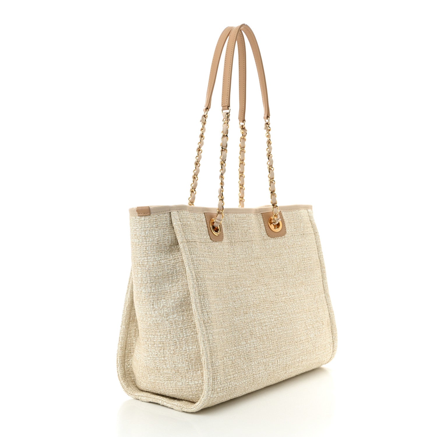 Chanel Lurex Boucle Small Deauville Tote Ivory 2 of 10