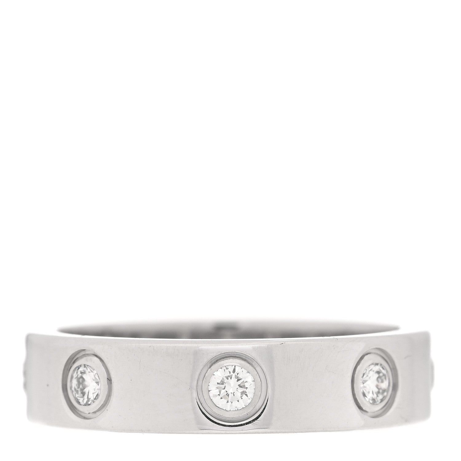 Cartier 18K White Gold 8 Diamond 4mm Wedding Band LOVE Ring 45 3.25 3 of 4