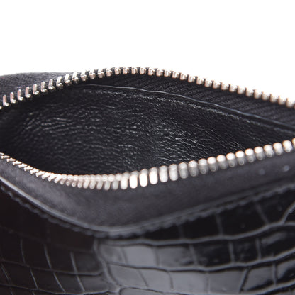 Saint Laurent Calfskin Crocodile Embossed 5 Fragments Zip Pouch Card Holder Black 7 of 8