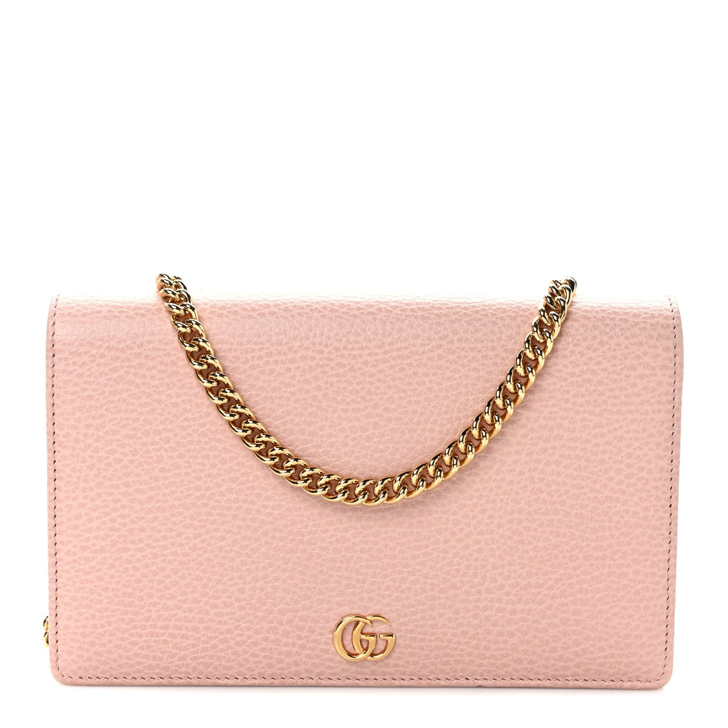 Gucci Dollar Calfskin Mini GG Marmont Chain Wallet Perfect Pink 1 of 9