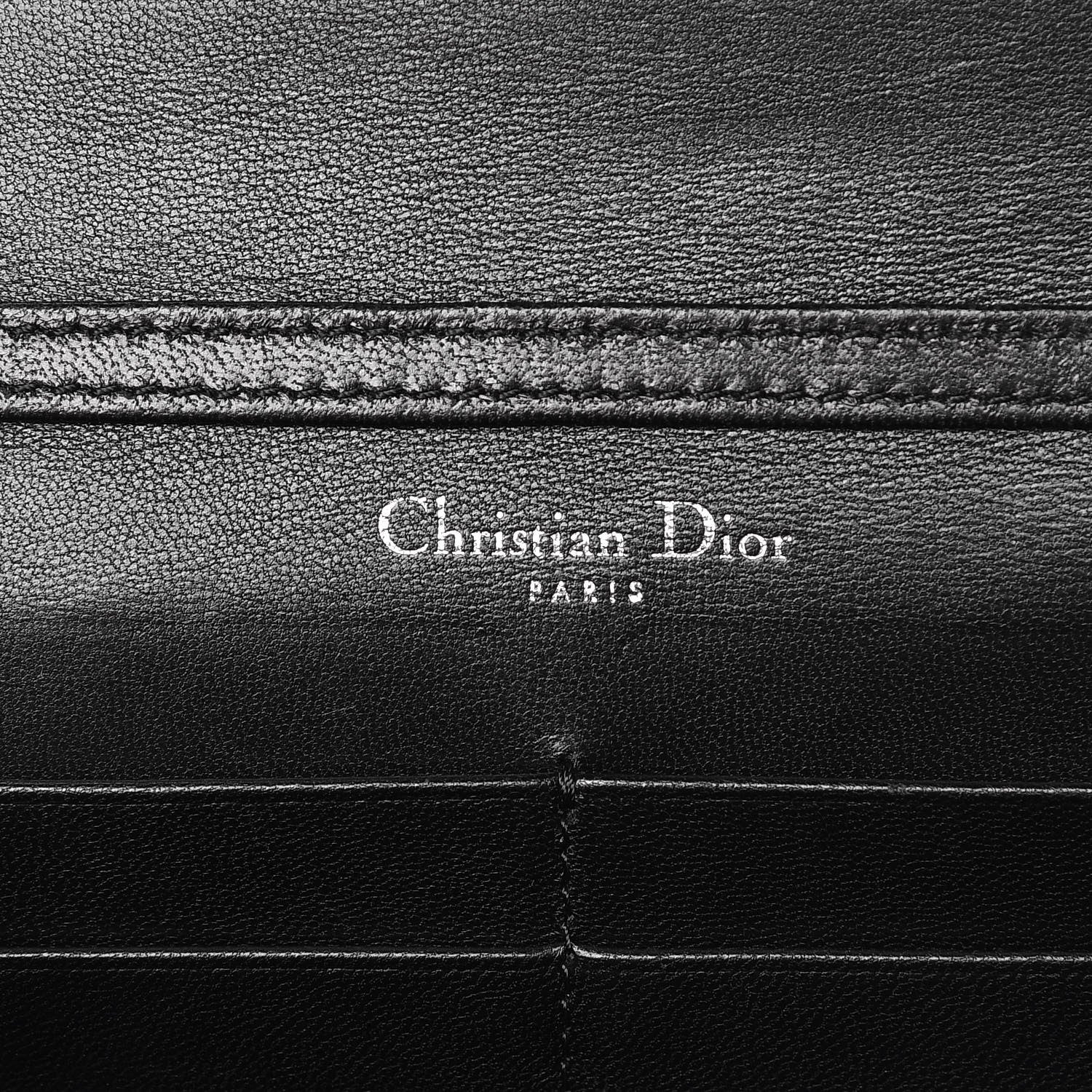 Christian Dior Grained Calfskin Diorama Wallet on Chain Pouch Black 7 of 12