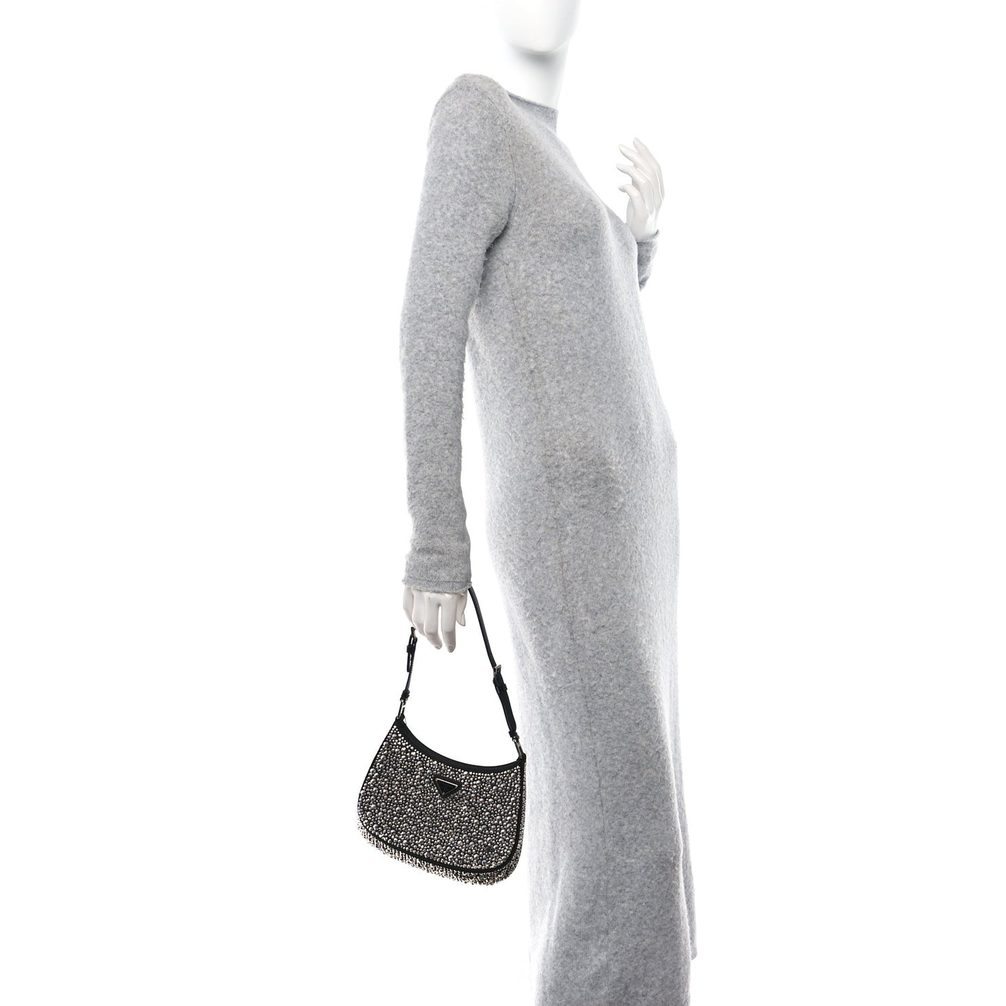 Satin Crystal Cleo Adjustable Strap Shoulder Bag Metal