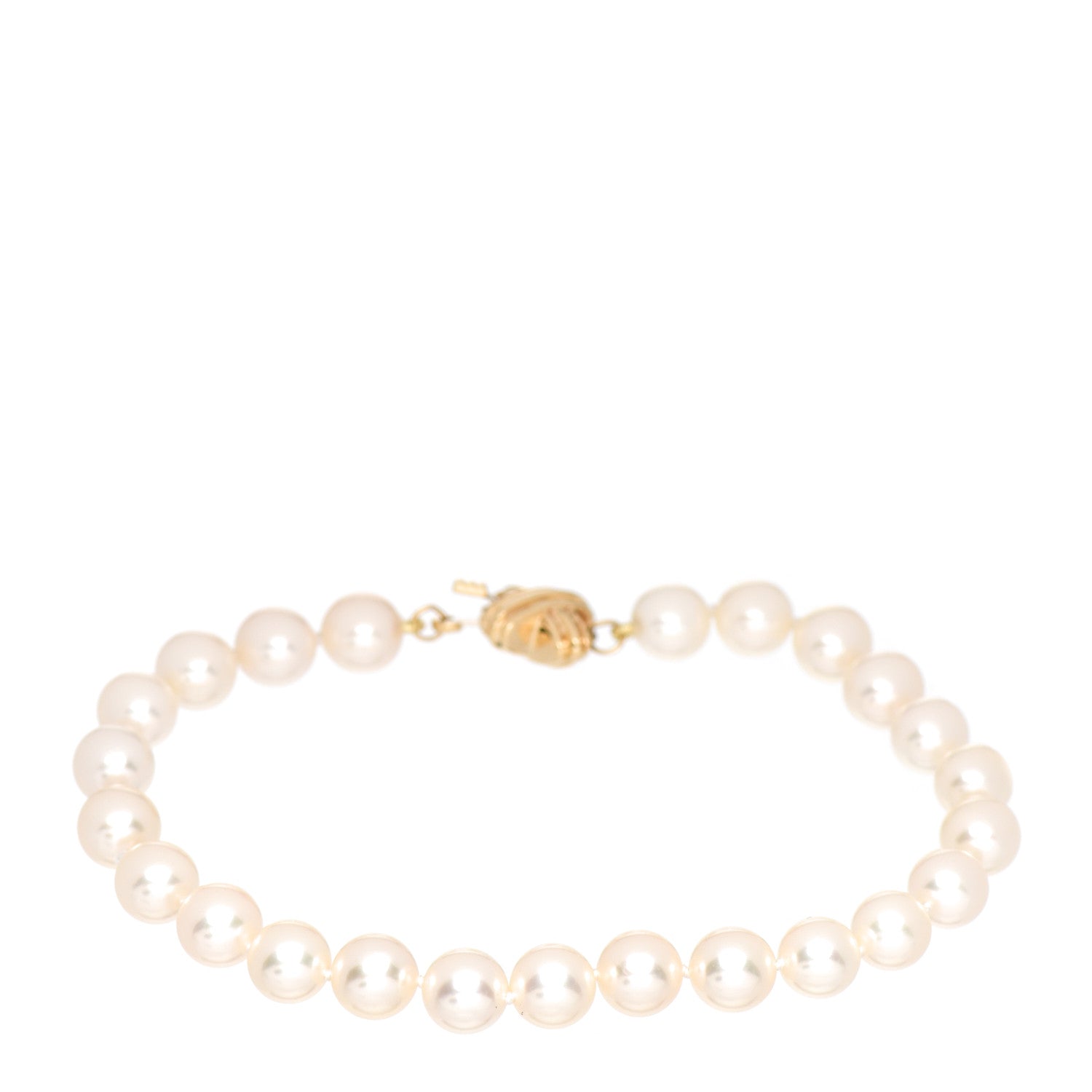 Tiffany 18K Yellow Gold Pearl 7mm Signature Pearls Bracelet 3 of 4