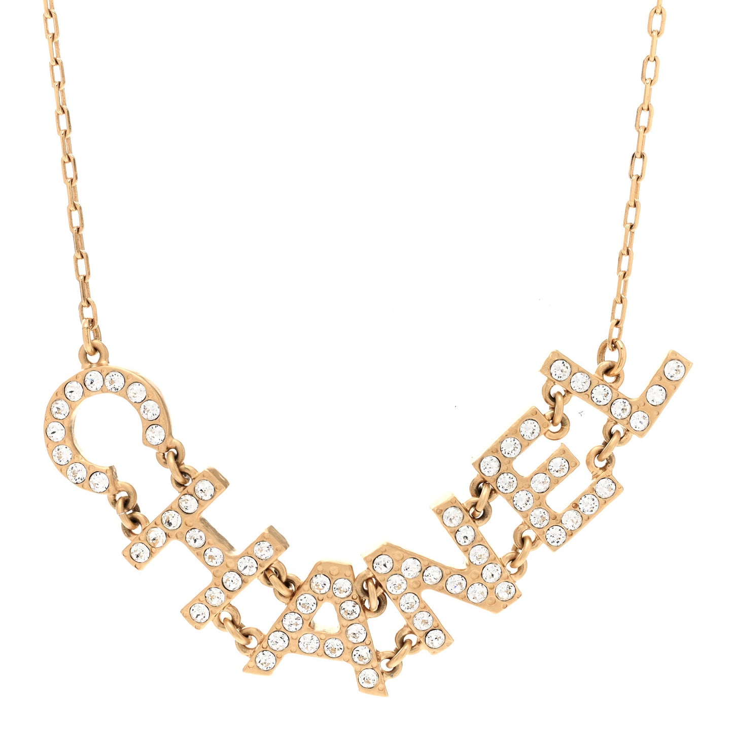 Metal Crystal 90's Icon Logo Necklace Gold
