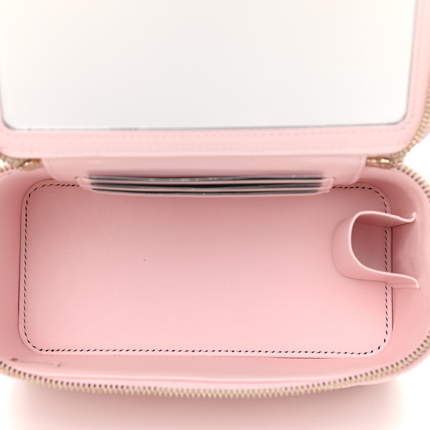 Caviar Quilted Small Vanity Case With Chain Light Pink