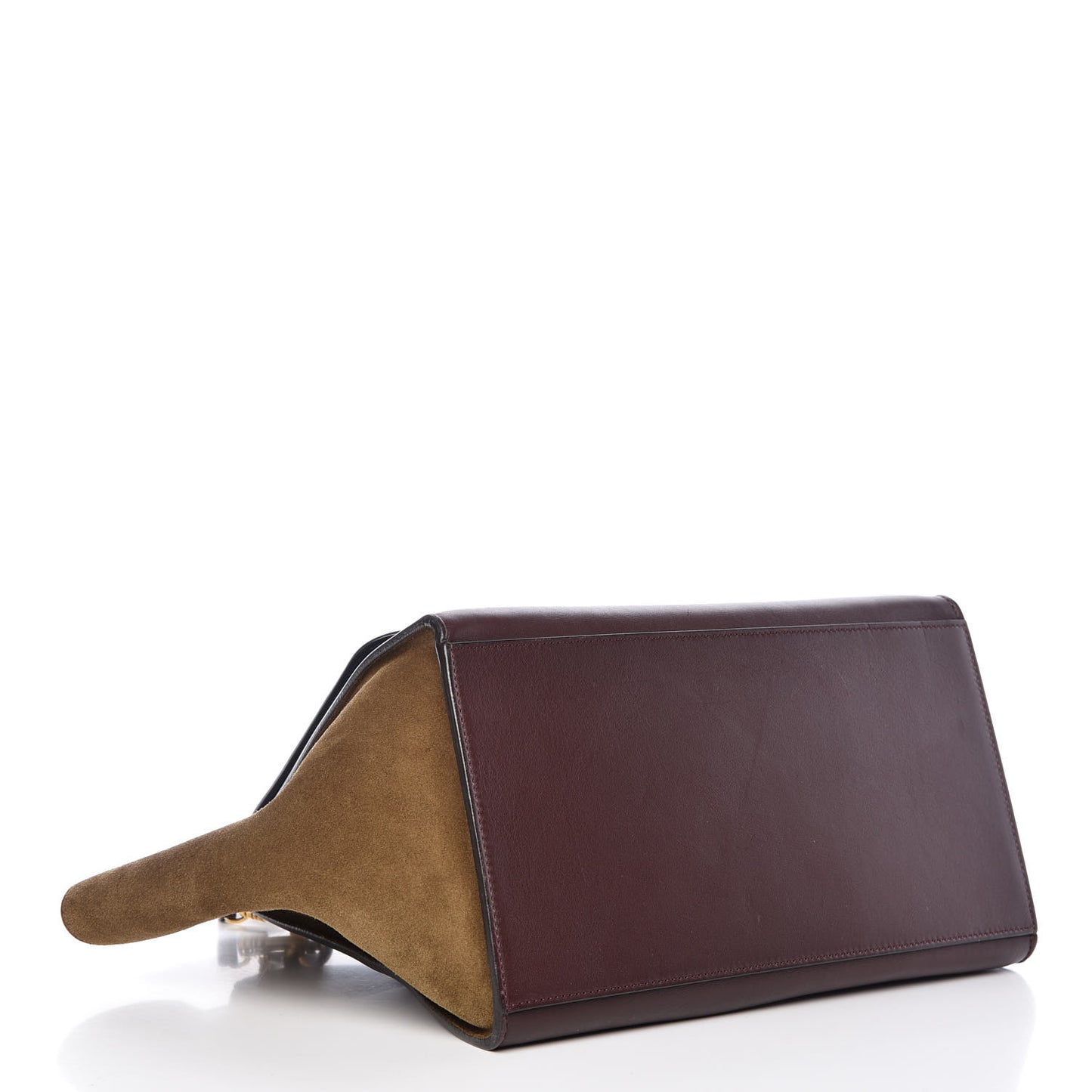 Drummed Calfskin Suede Medium Tri-Color Trapeze Burgundy