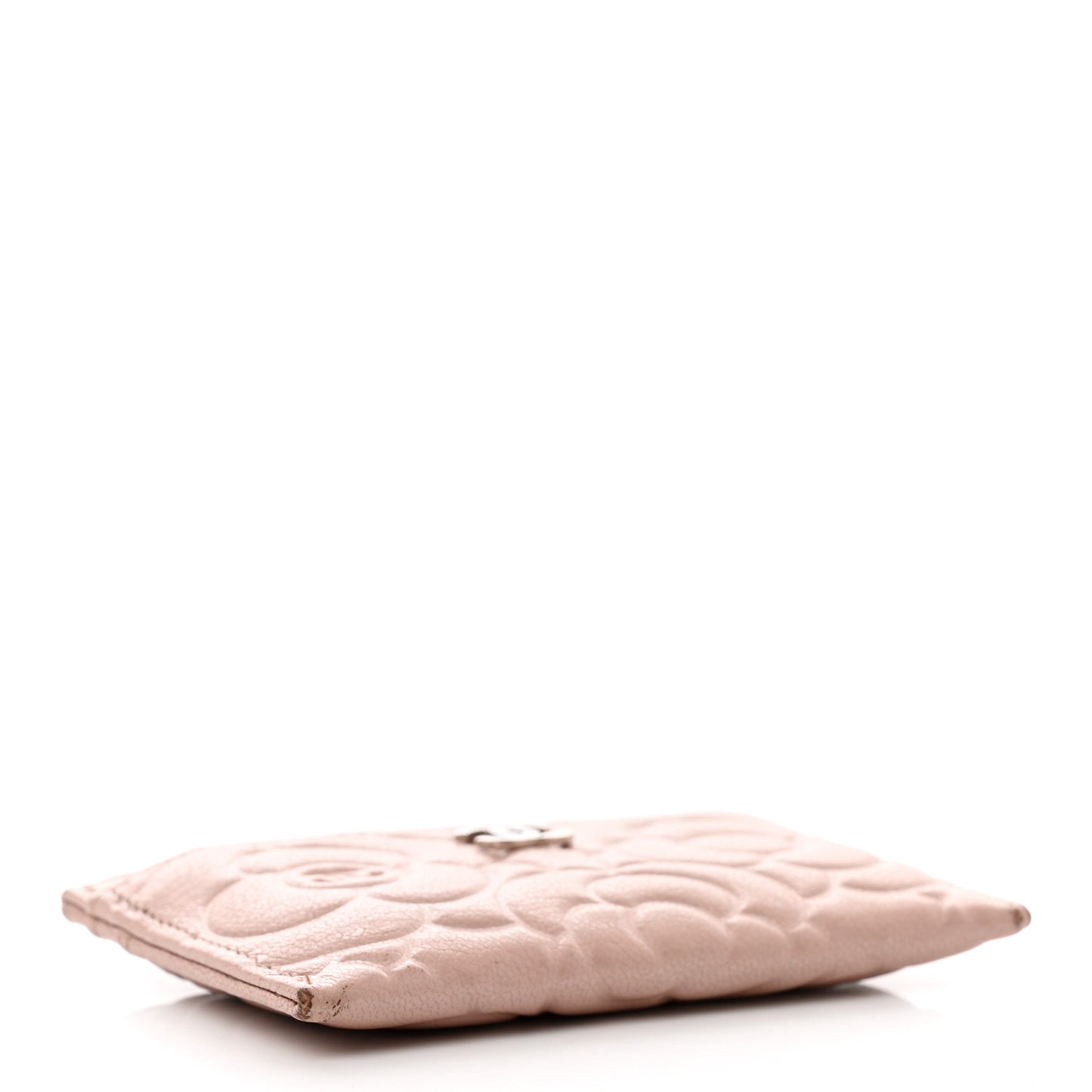 Goatskin Camellia Embossed Card Holder Light Pink