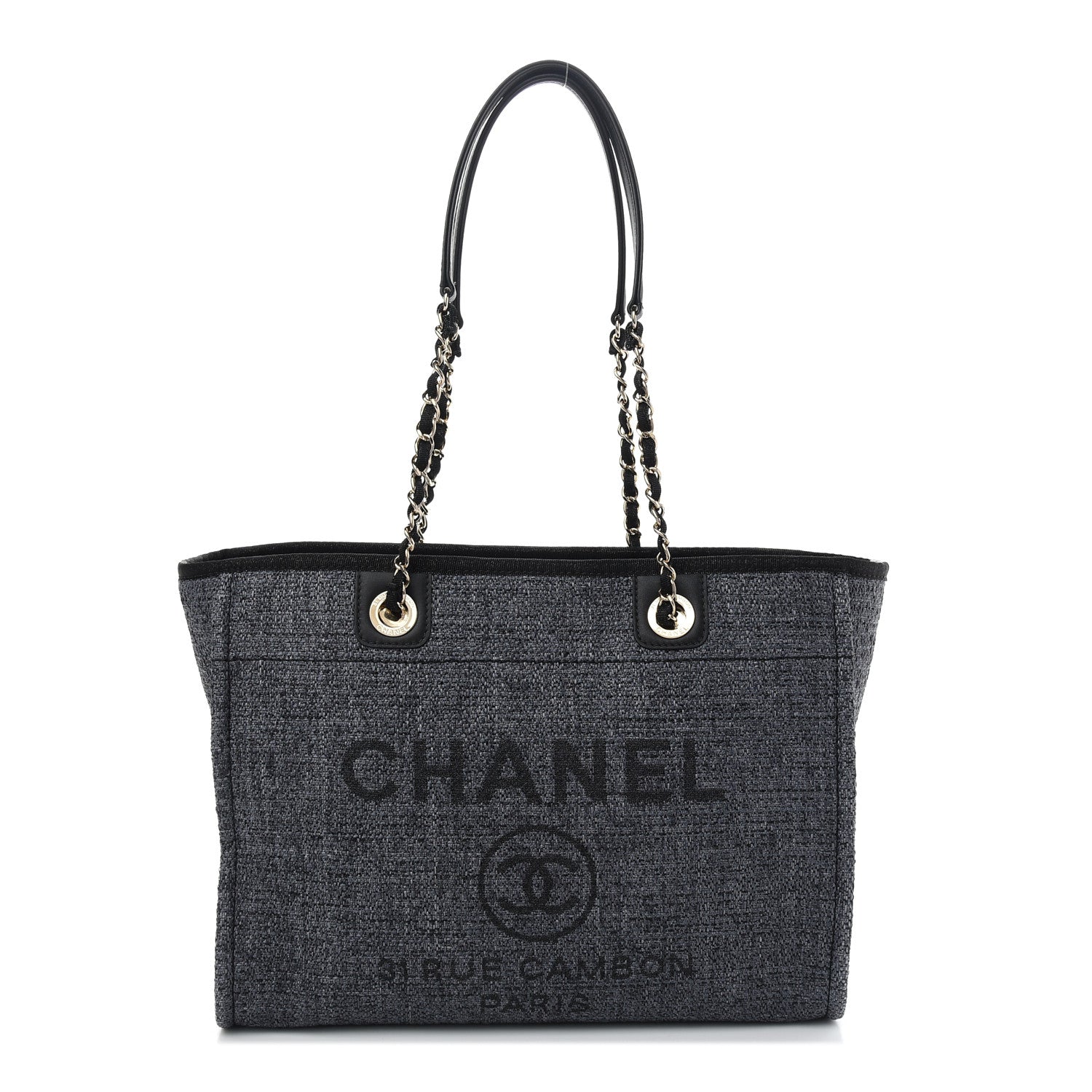 Chanel Lurex Boucle Small Deauville Tote Black 1 of 9