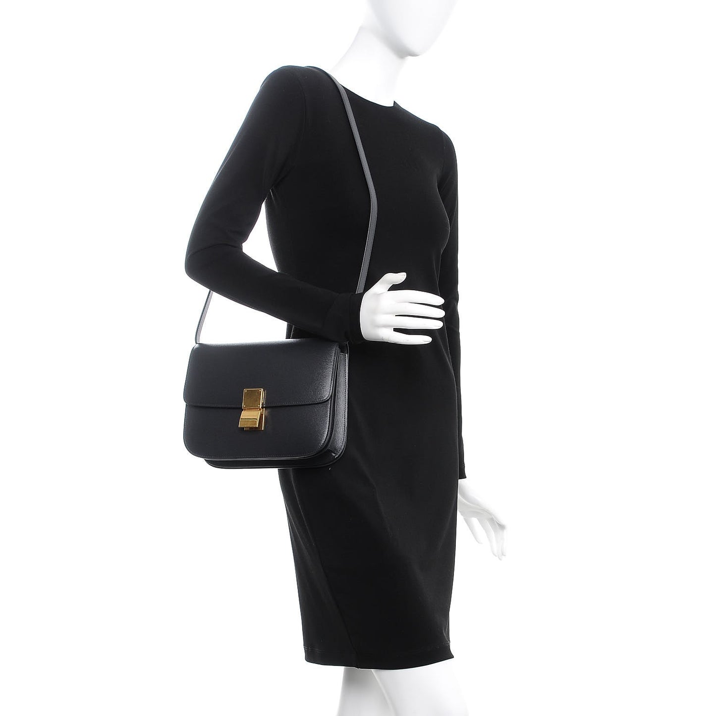 Liege Calfskin Medium Classic Box Flap Bag Black
