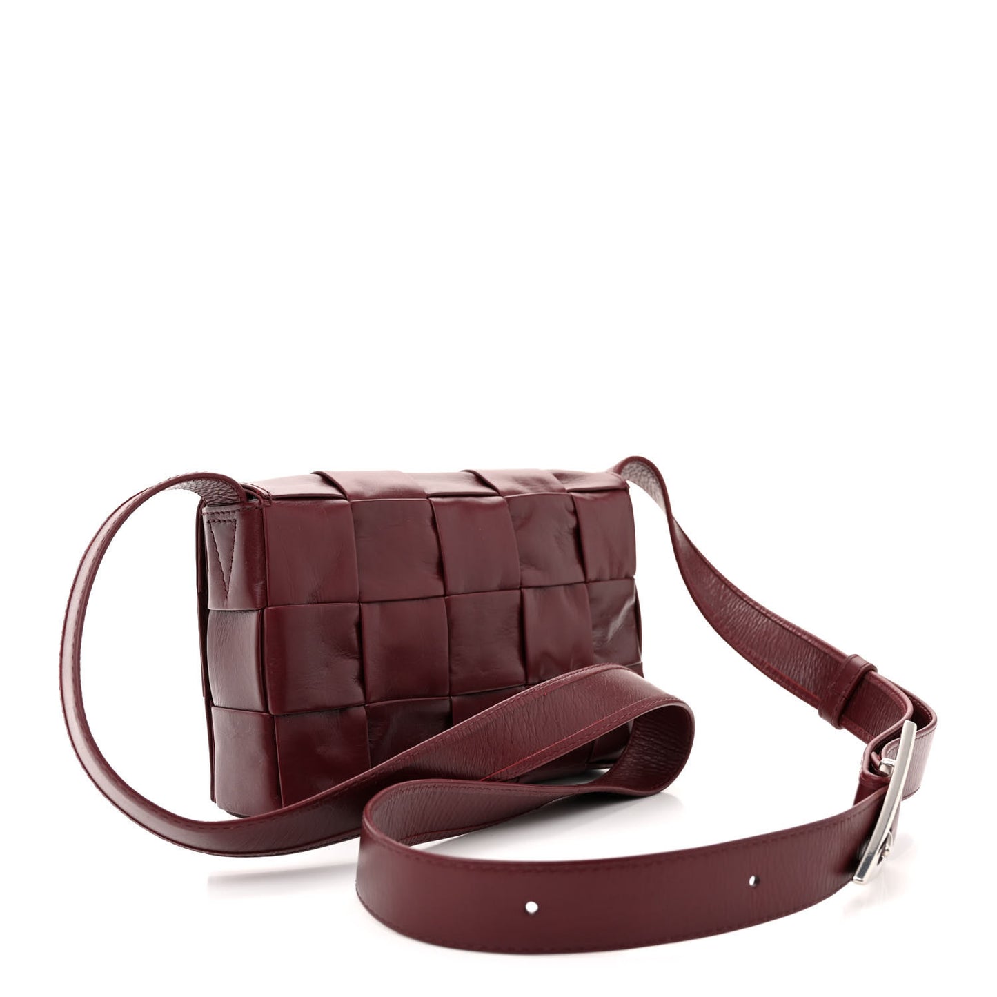 Paper Calfskin Maxi Intreccio Small Cassette Crossbody Bag Barolo