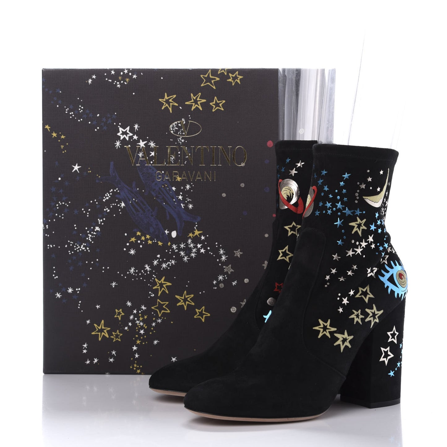 Suede Stretch Astro Couture 100mm Ankle Boots 40 Black