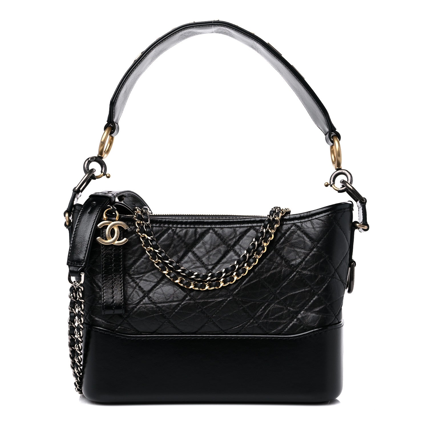 Chanel Aged Smooth Calfskin Quilted Medium Gabrielle Logo Hobo Black 1 of 10