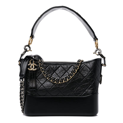 Chanel Aged Smooth Calfskin Quilted Medium Gabrielle Logo Hobo Black 1 of 10