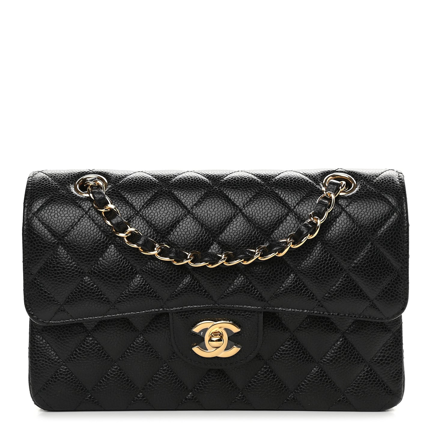 Caviar Quilted Small Double Flap Black