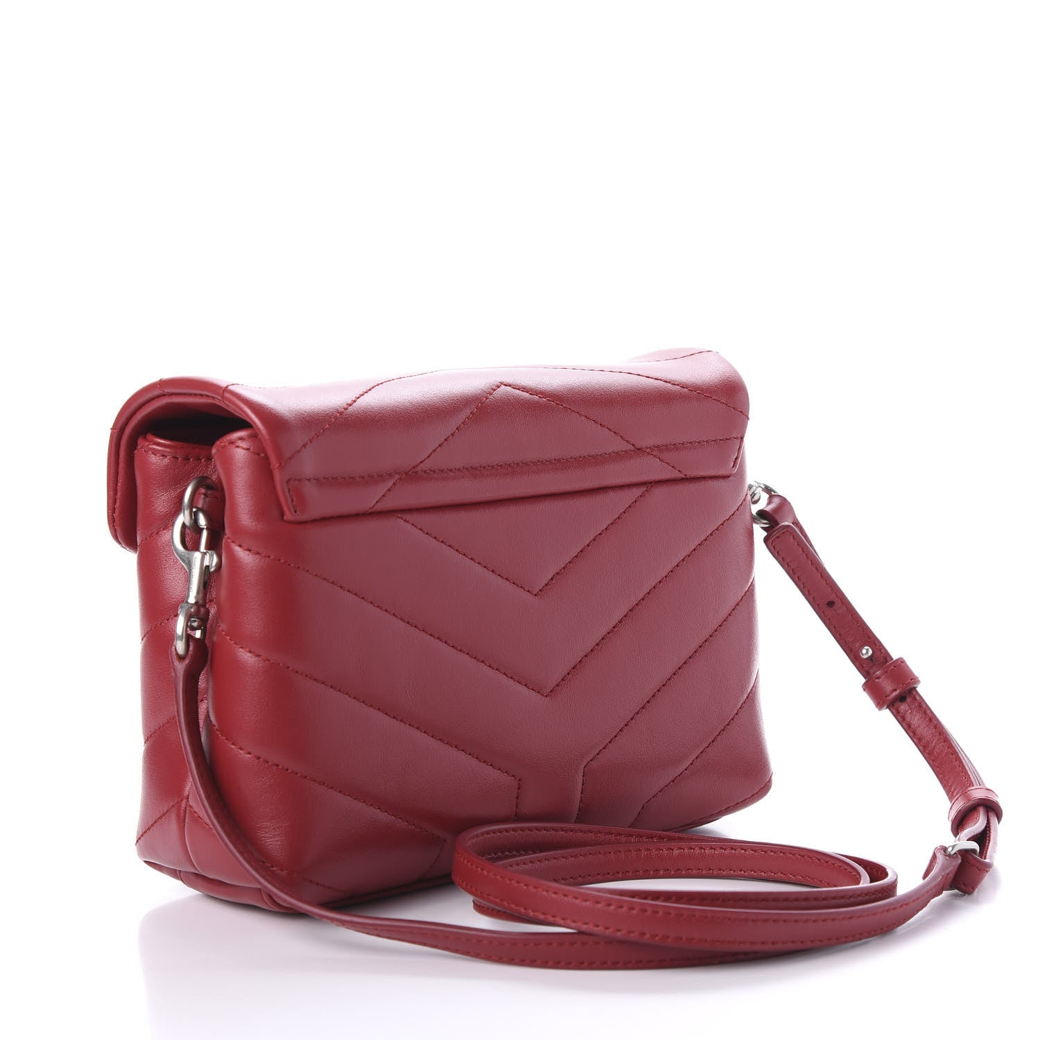 Saint Laurent Calfskin Y Quilted Monogram Toy Loulou Crossbody Bag Lipstick Red 2 of 9