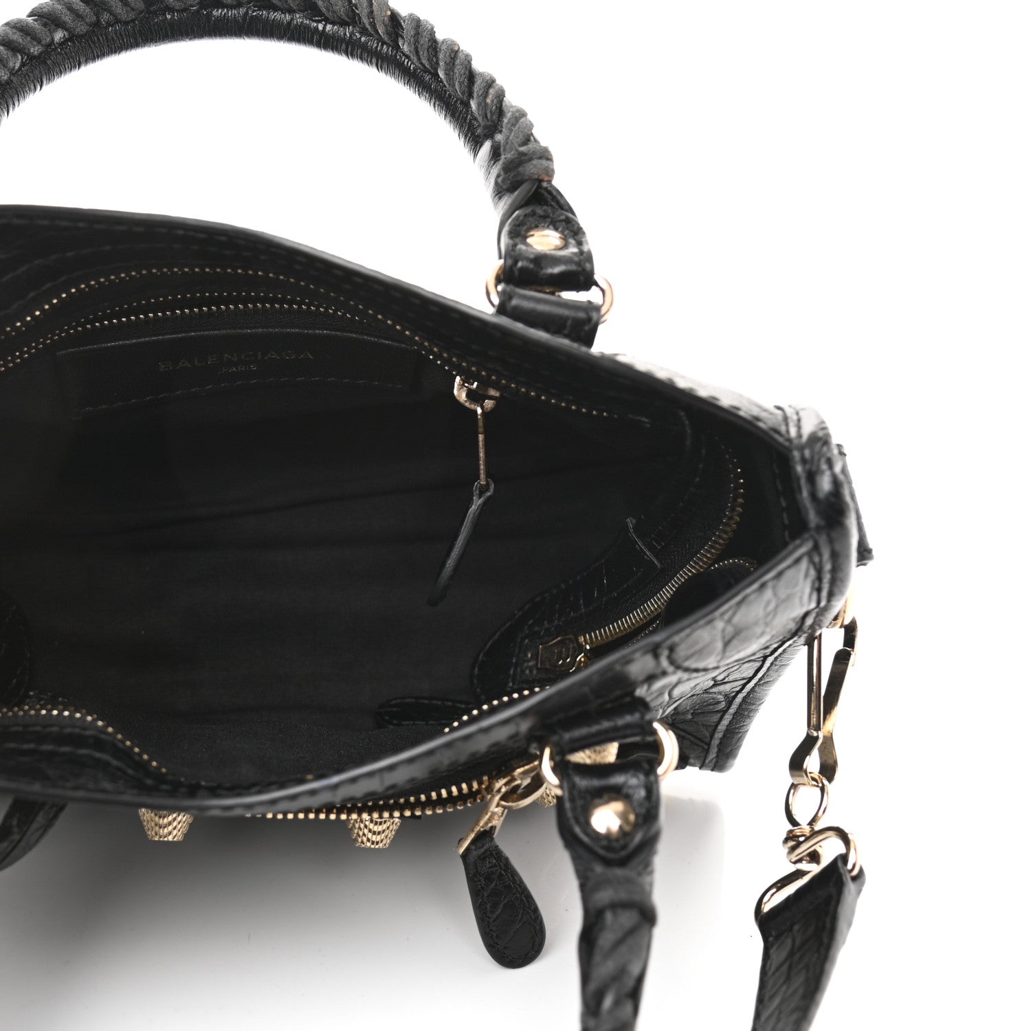 Balenciaga Calfskin Crocodile Embossed Giant 12 Gold Hardware Mini City Black 4 of 7