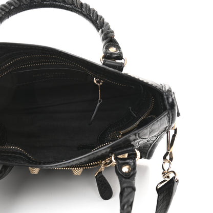 Balenciaga Calfskin Crocodile Embossed Giant 12 Gold Hardware Mini City Black 4 of 7