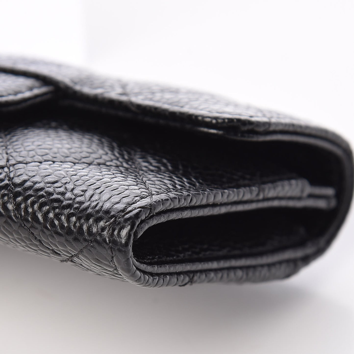 Caviar Quilted Flap Card Holder Black