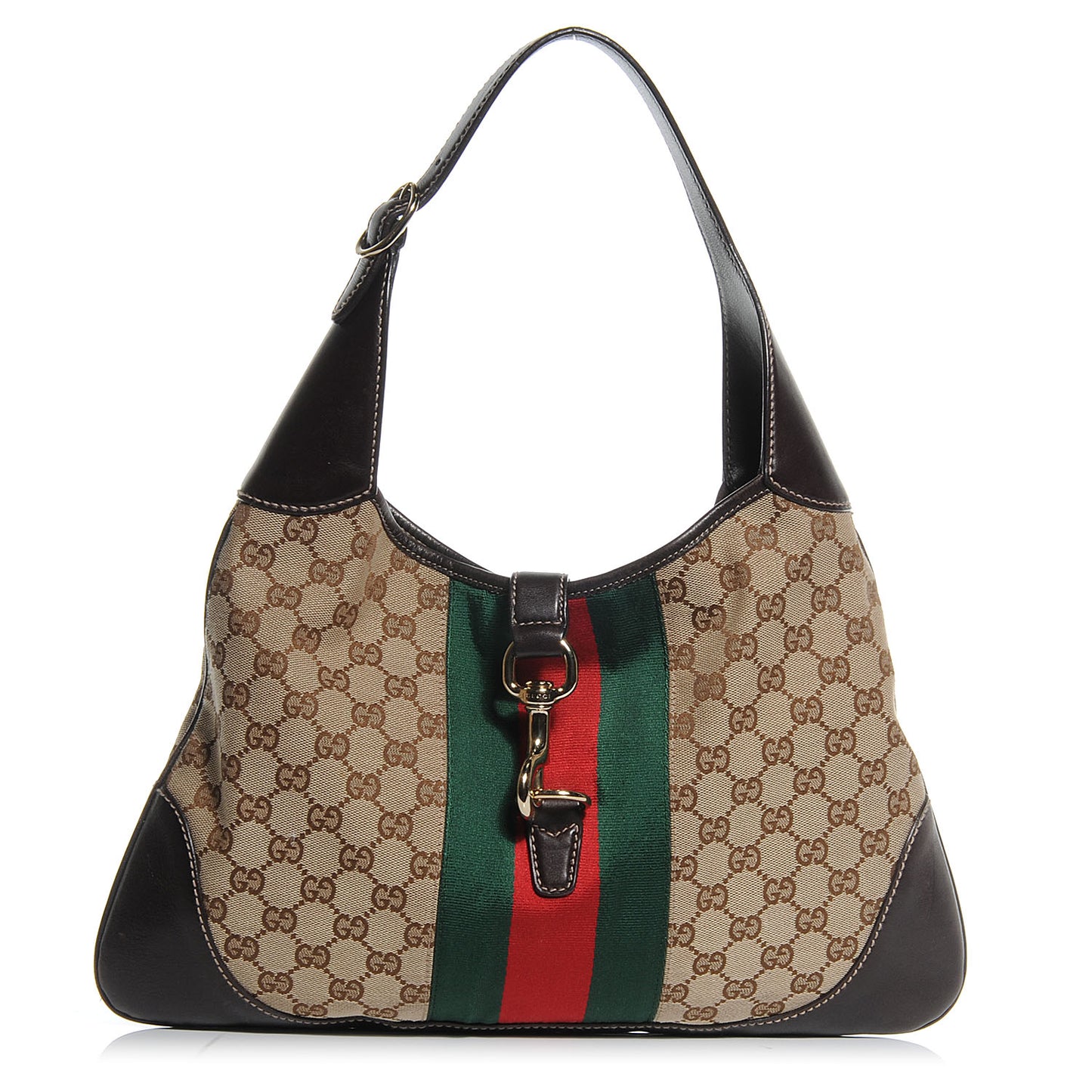 Monogram Web Jackie O Bouvier Hobo Dark Brown