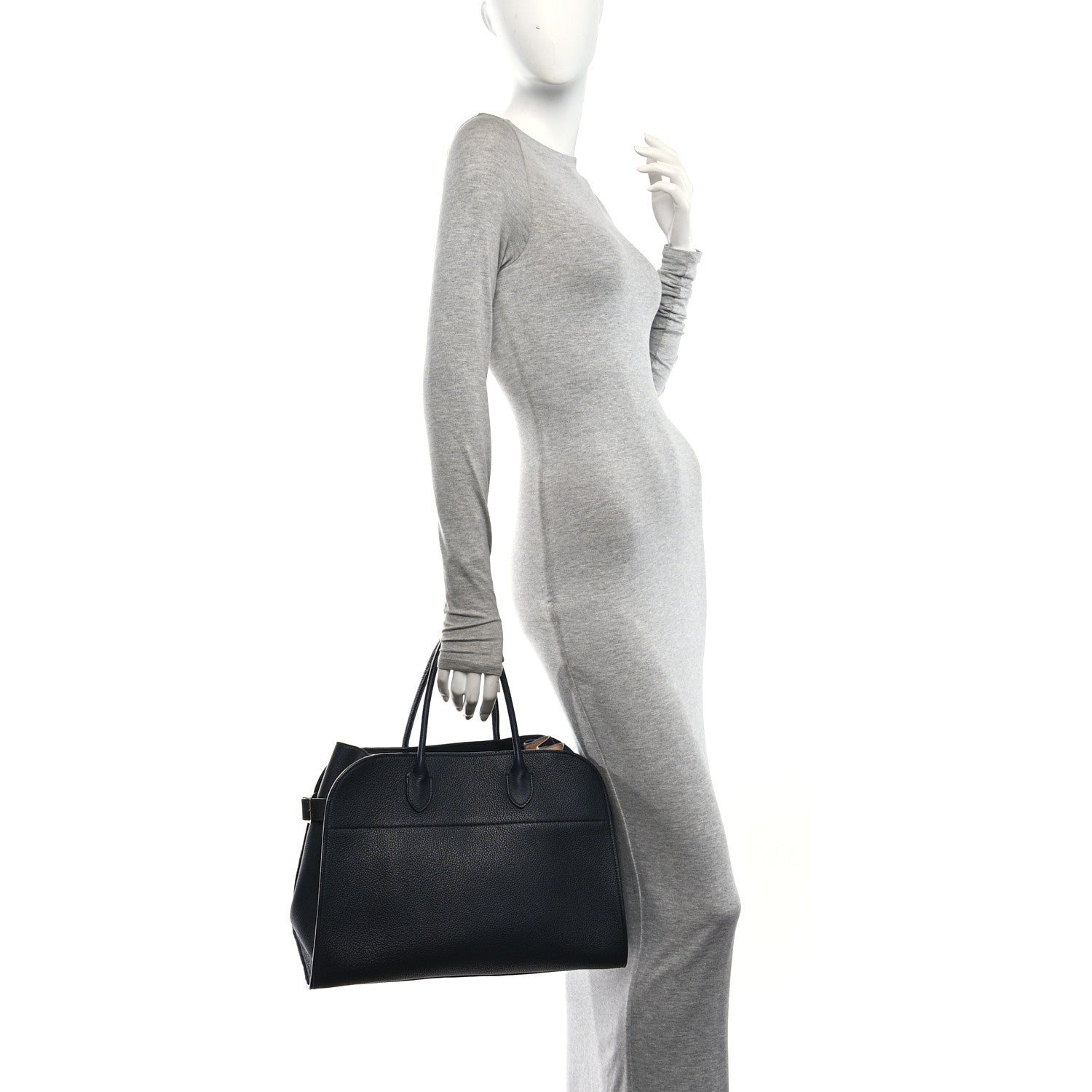 The Row Matte Grained Calfskin Soft Margaux 15 Dark Navy 2 of 9