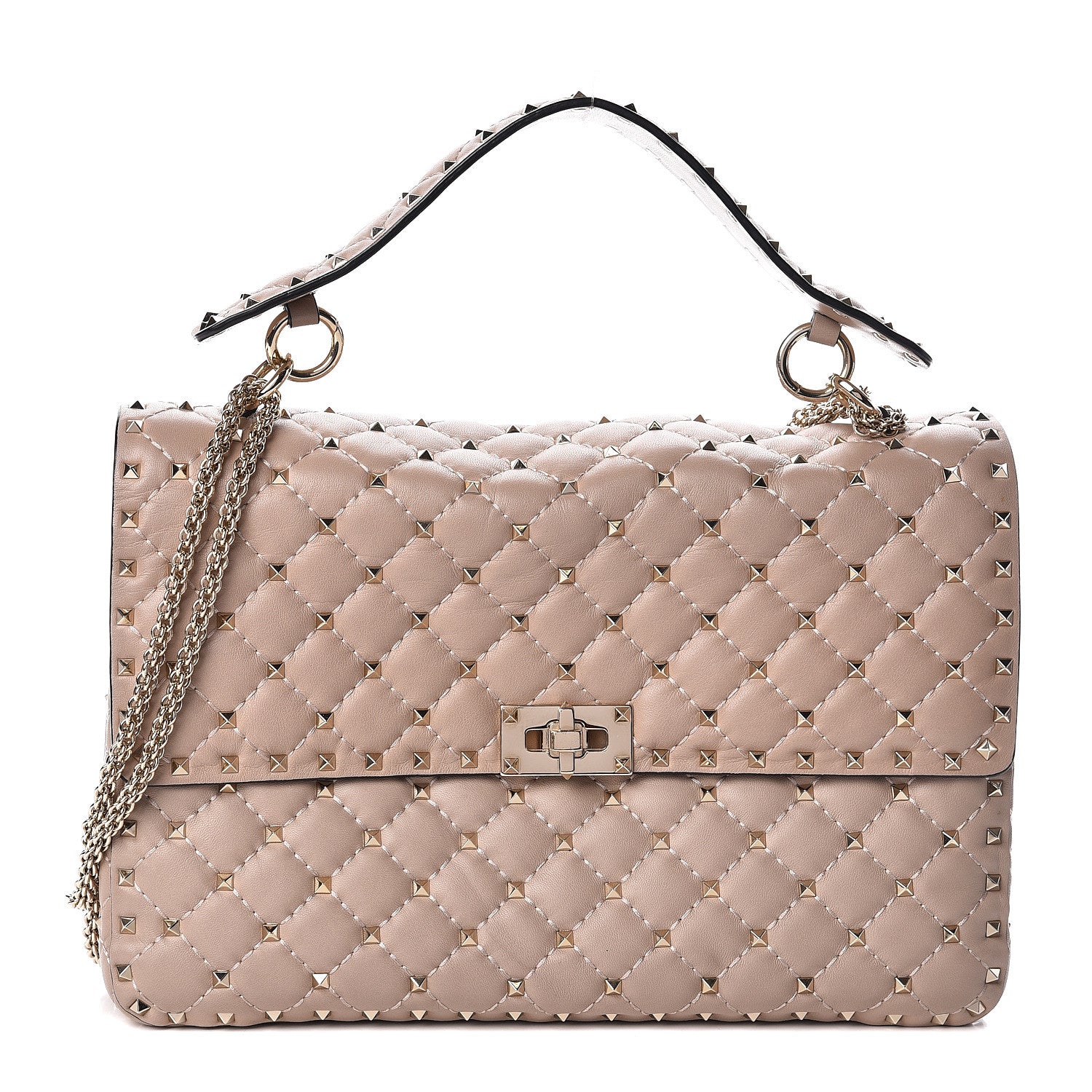 Valentino Garavani Nappa Large Rockstud Spike Shoulder Bag Poudre 1 of 9