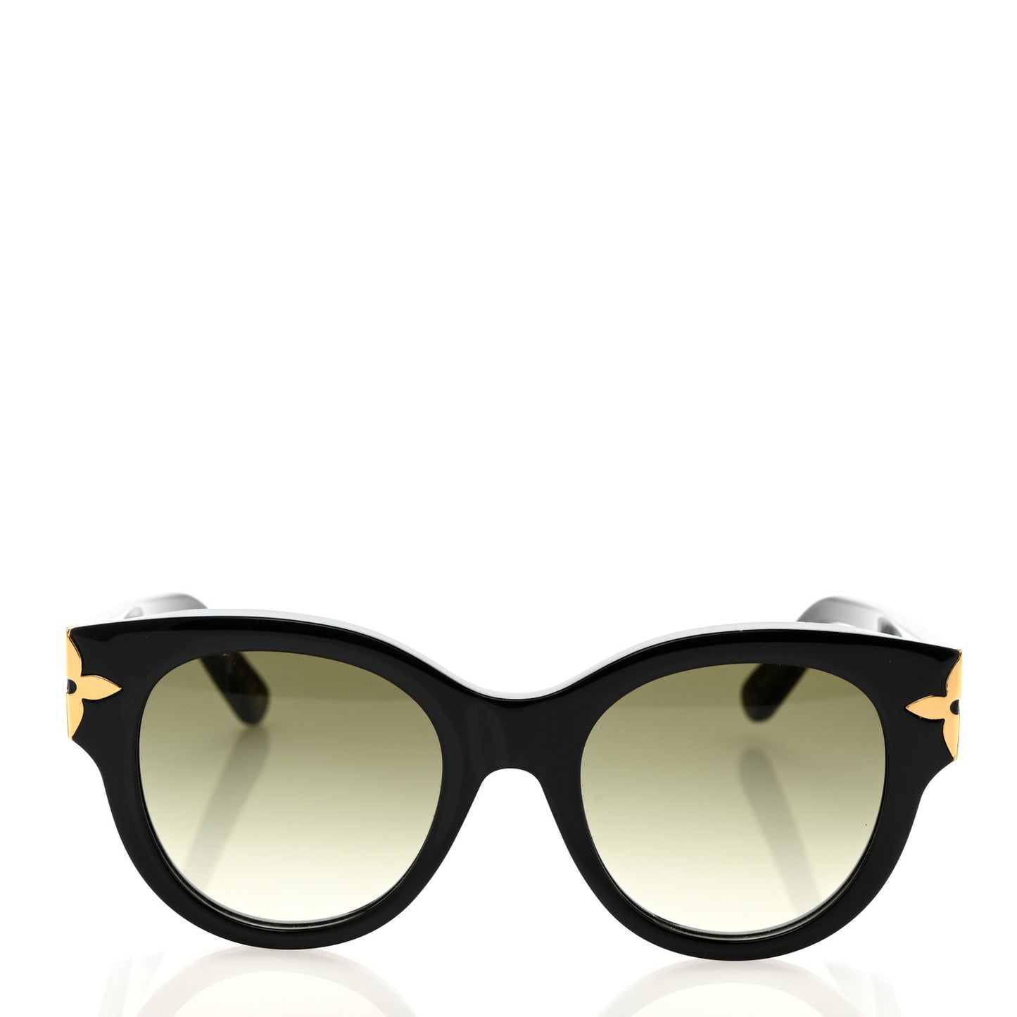 Acetate Flower Edge Round Sunglasses Z1777W Black